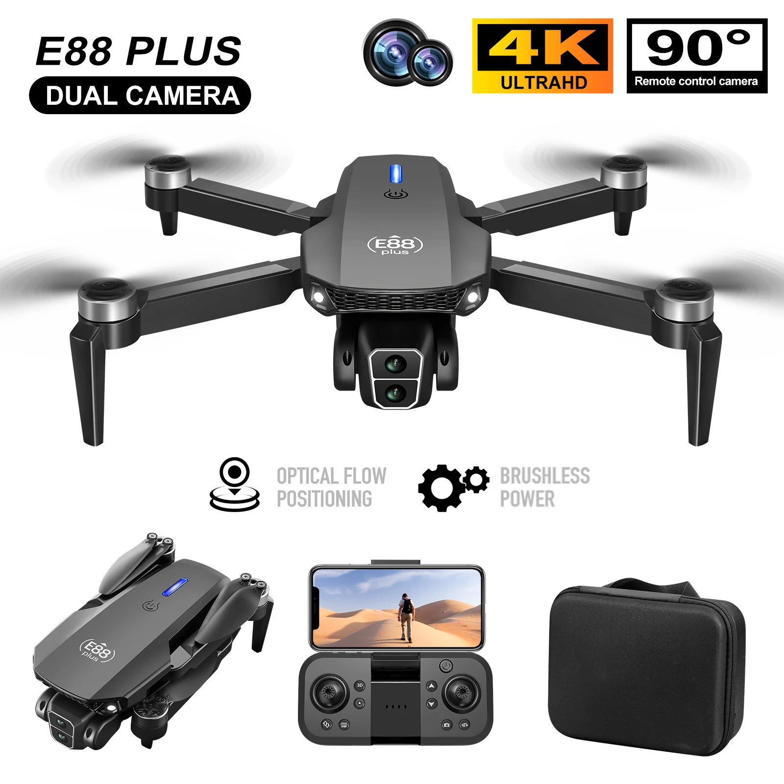 Rc Helicopter Electric - طائرة بدون طيار E88 Plus Quadcopter