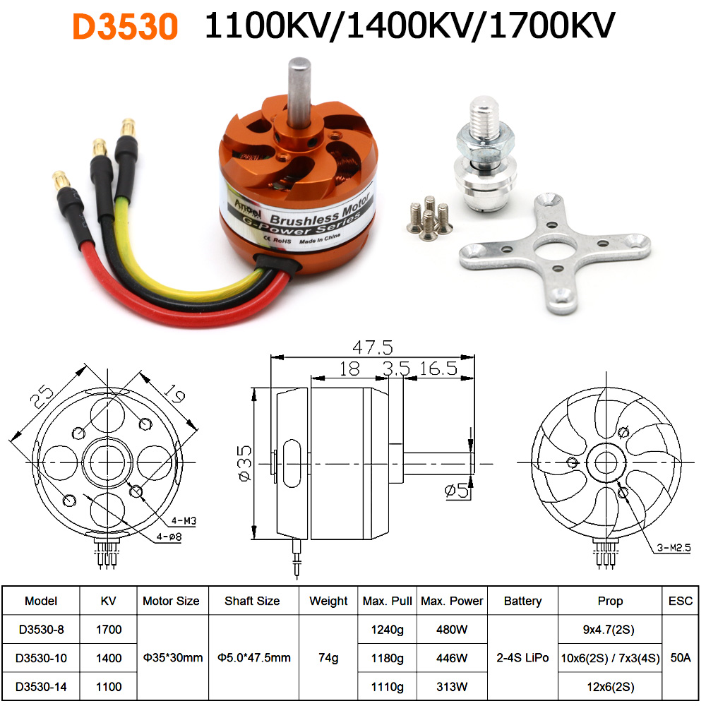 Rc Helicopter Mini - محرك بدون فرشاة D3530 1100KV 1400KV